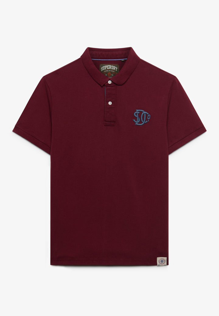 Superdry Pique Monogram Polo Shirt Port Burgundy