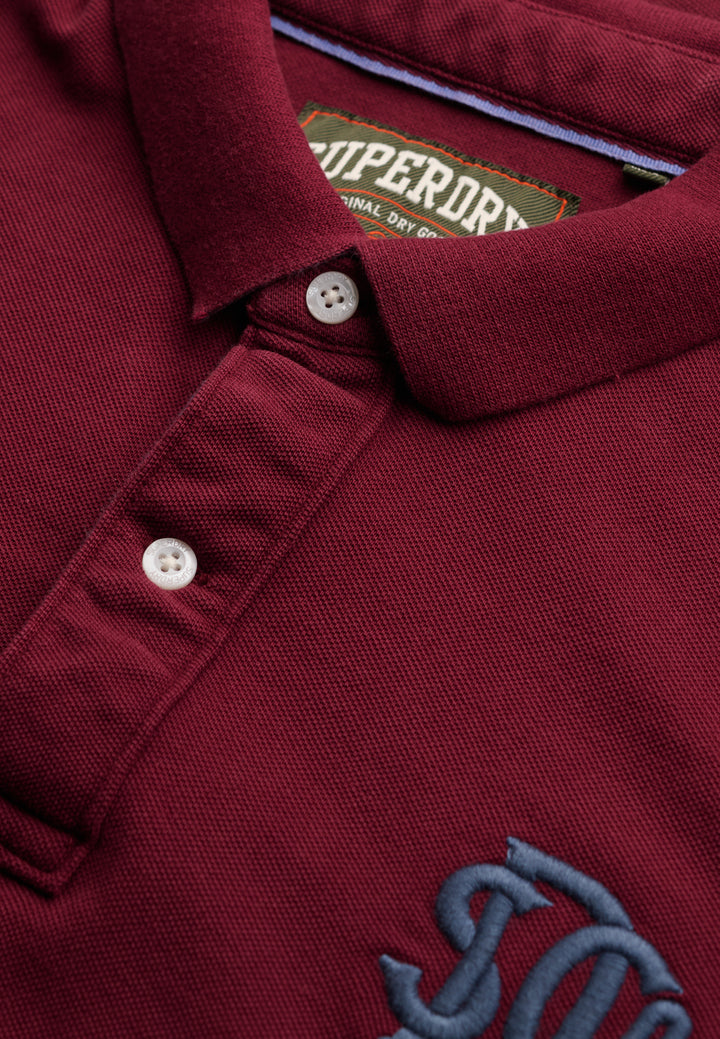 Superdry Pique Monogram Polo Shirt Port Burgundy