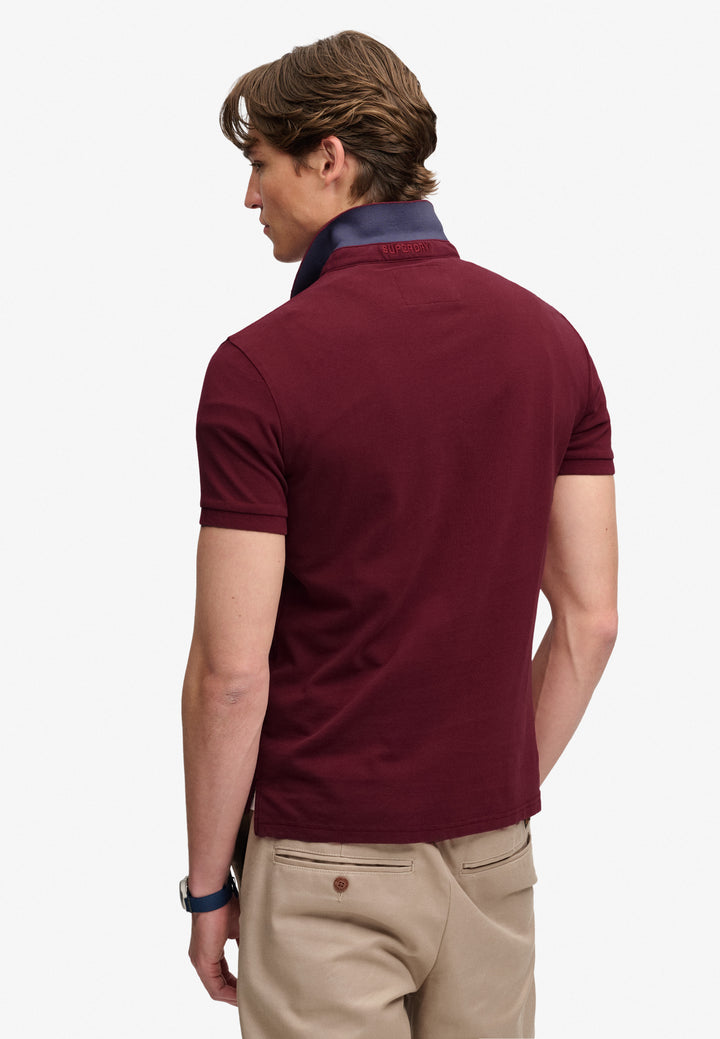 Superdry Pique Monogram Polo Shirt Port Burgundy