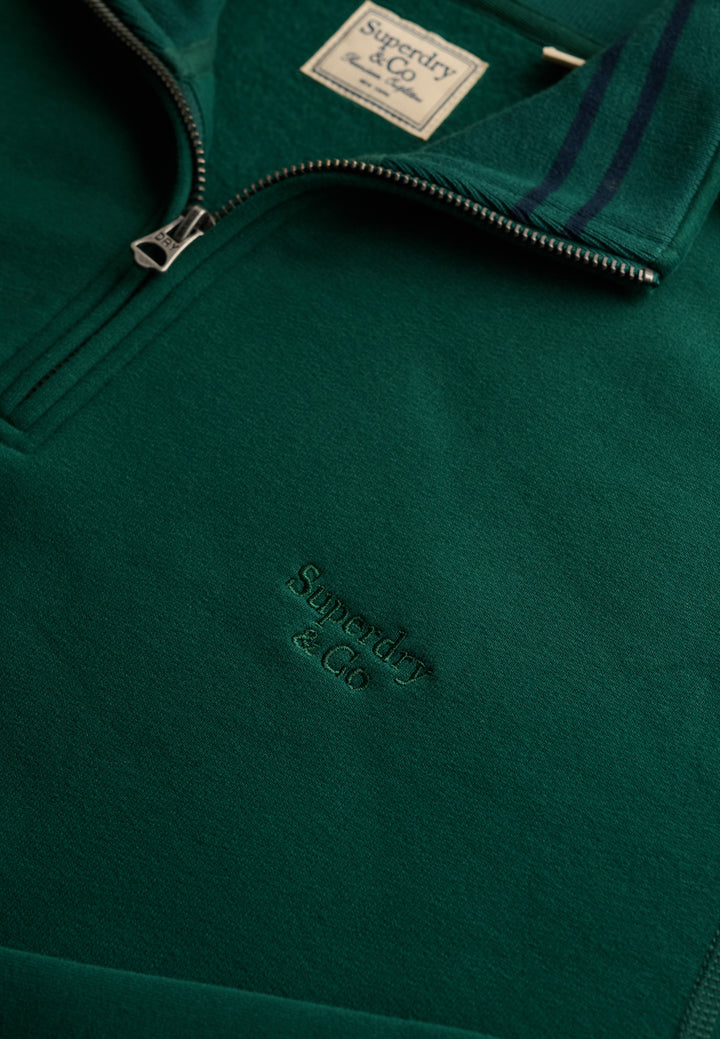 Superdry Essential Serif Logo Half Zip Sweatshirt Varsity Green