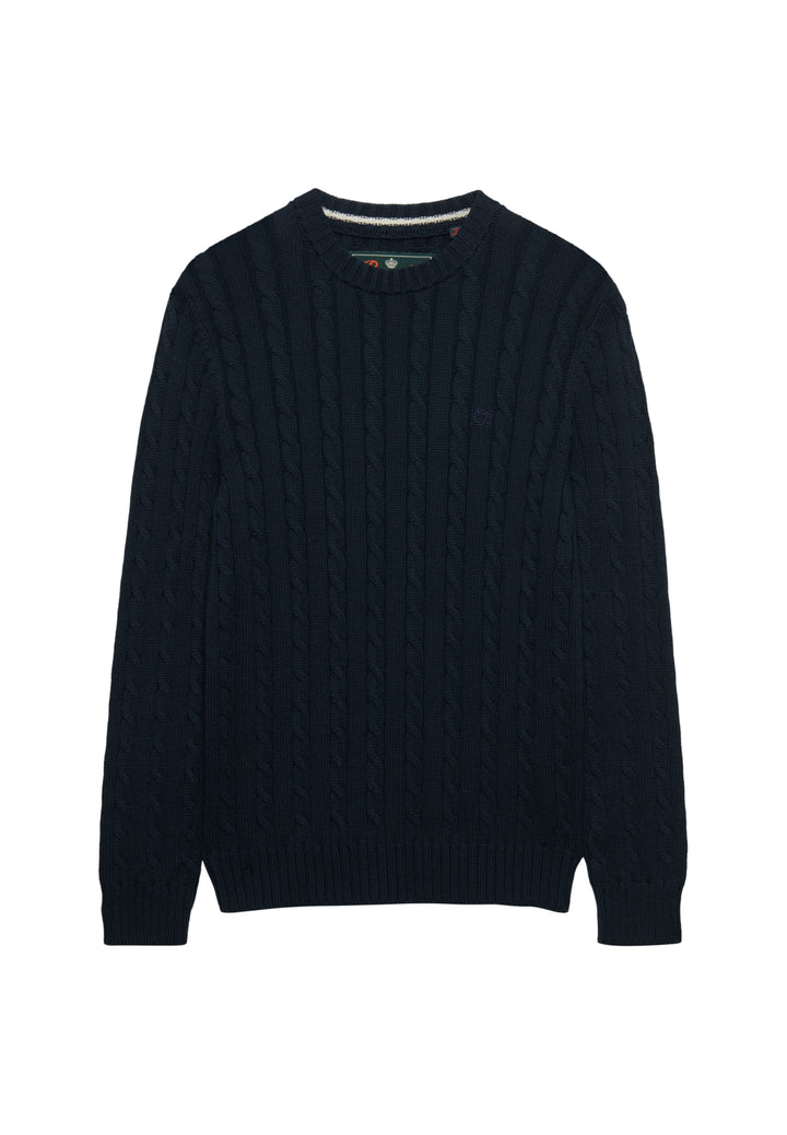 Superdry Cotton Cable Knit Crew Jumper Navy