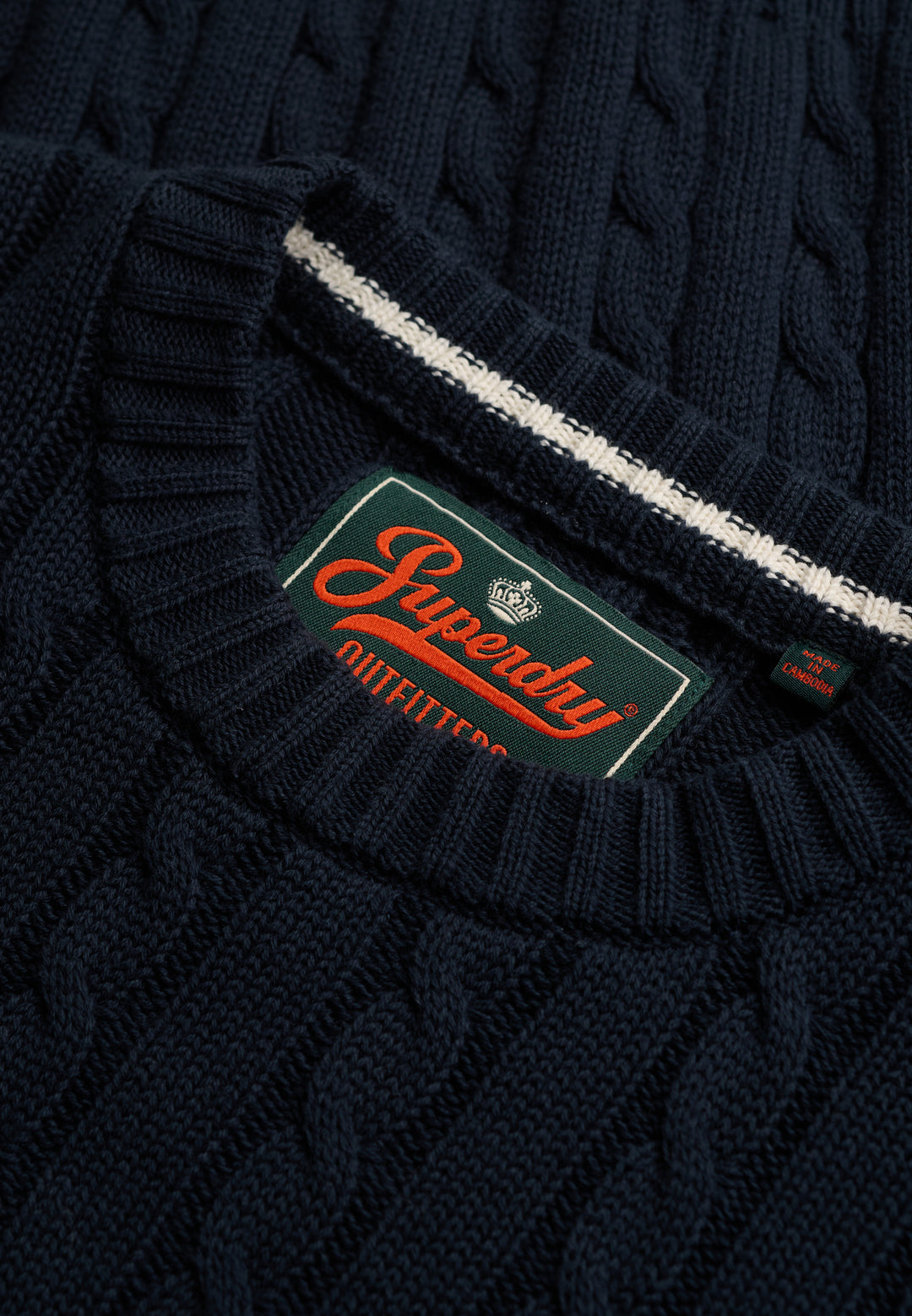 Superdry Cotton Cable Knit Crew Jumper Navy