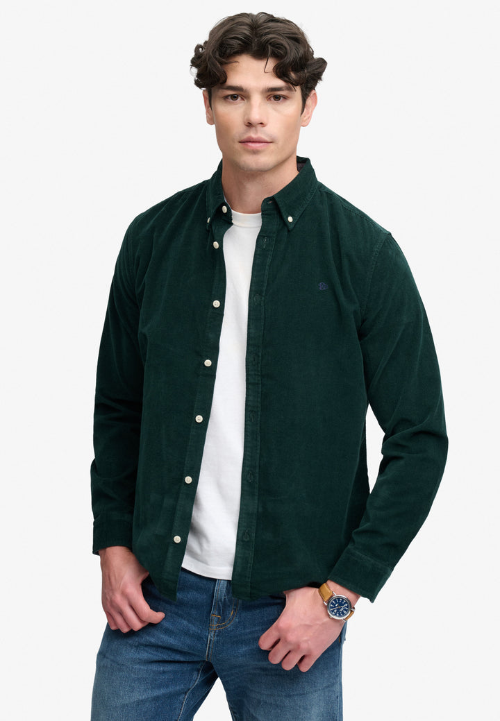 Superdry Classic Needle Cord Shirt Eagle Green