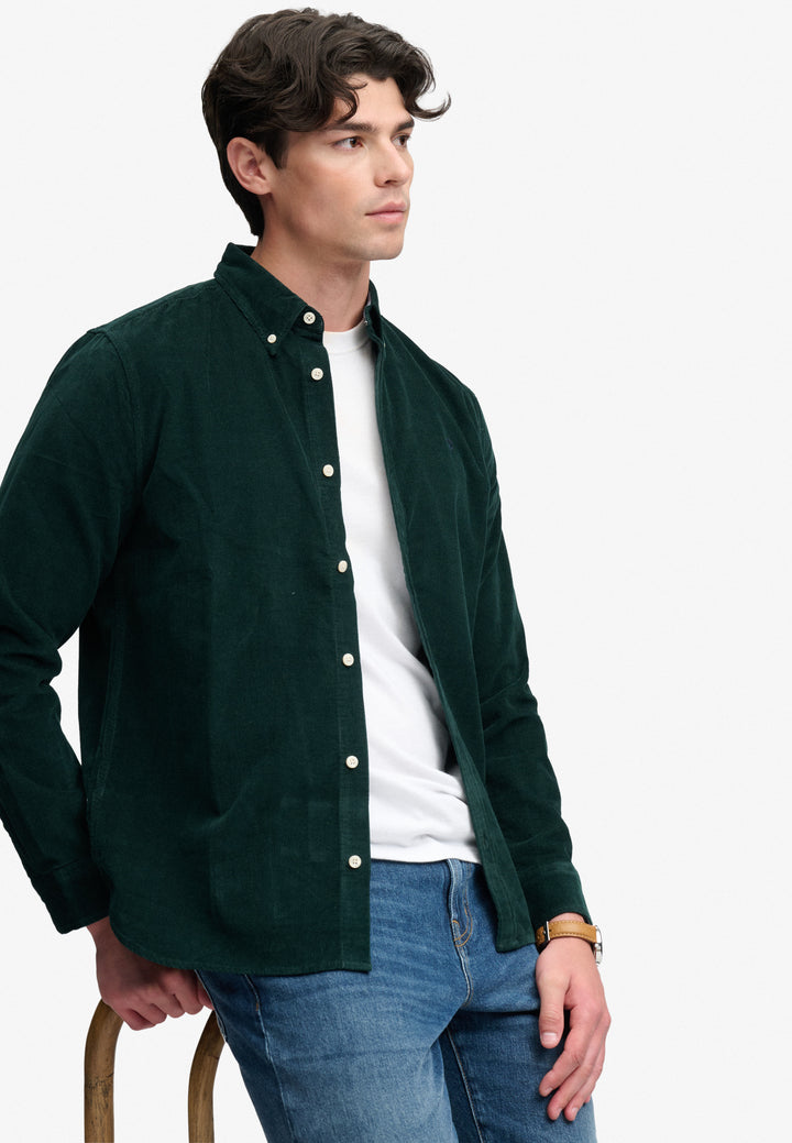 Superdry Classic Needle Cord Shirt Eagle Green
