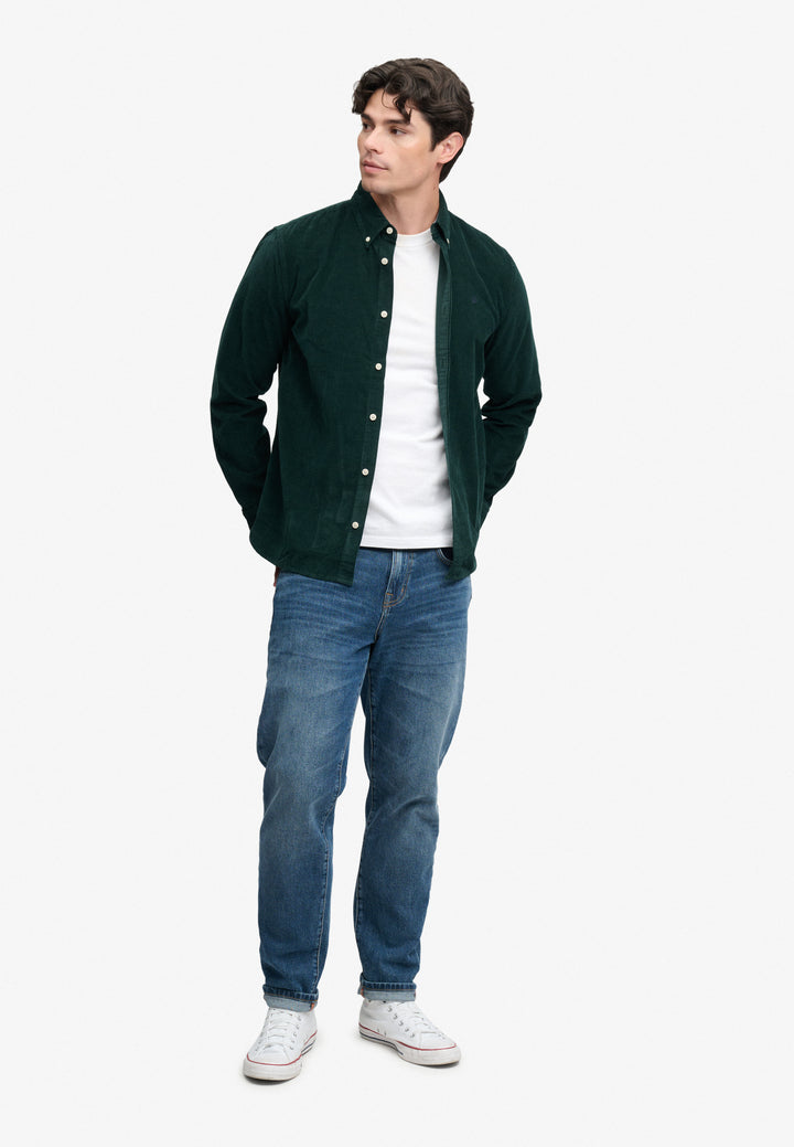 Superdry Classic Needle Cord Shirt Eagle Green