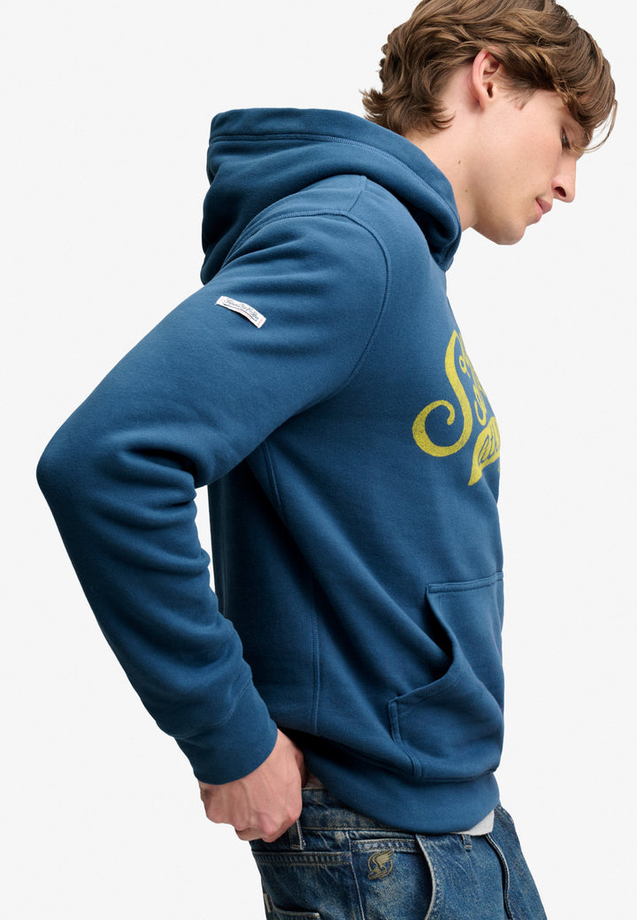 Superdry Vintage Script Hoodie Skate Navy