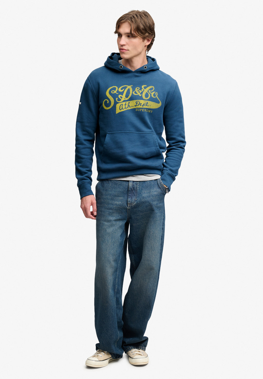 Superdry Vintage Script Hoodie Skate Navy