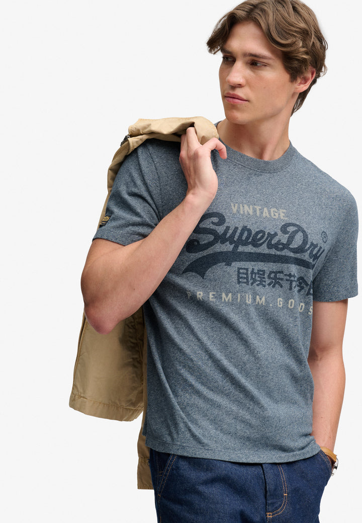Superdry Vintage Logo Heritage Relaxed T-Shirt Denim Blue Marl