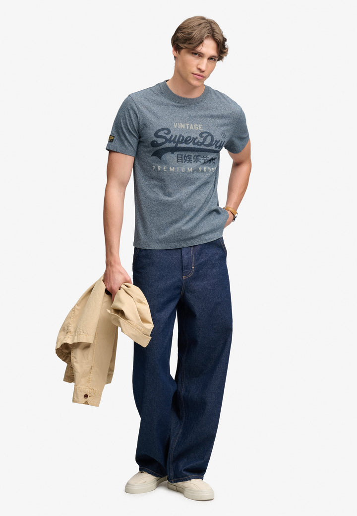 Superdry Vintage Logo Heritage Relaxed T-Shirt Denim Blue Marl