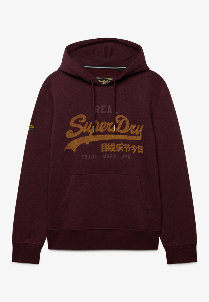 Superdry Vintage Logo Heritage Relaxed Hoodie Tawny Port Marl