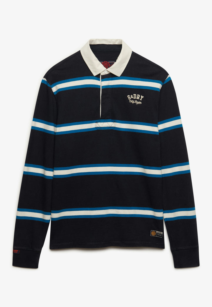 Superdry Vintage Athletic Stripe Rugby Top Navy Stripe