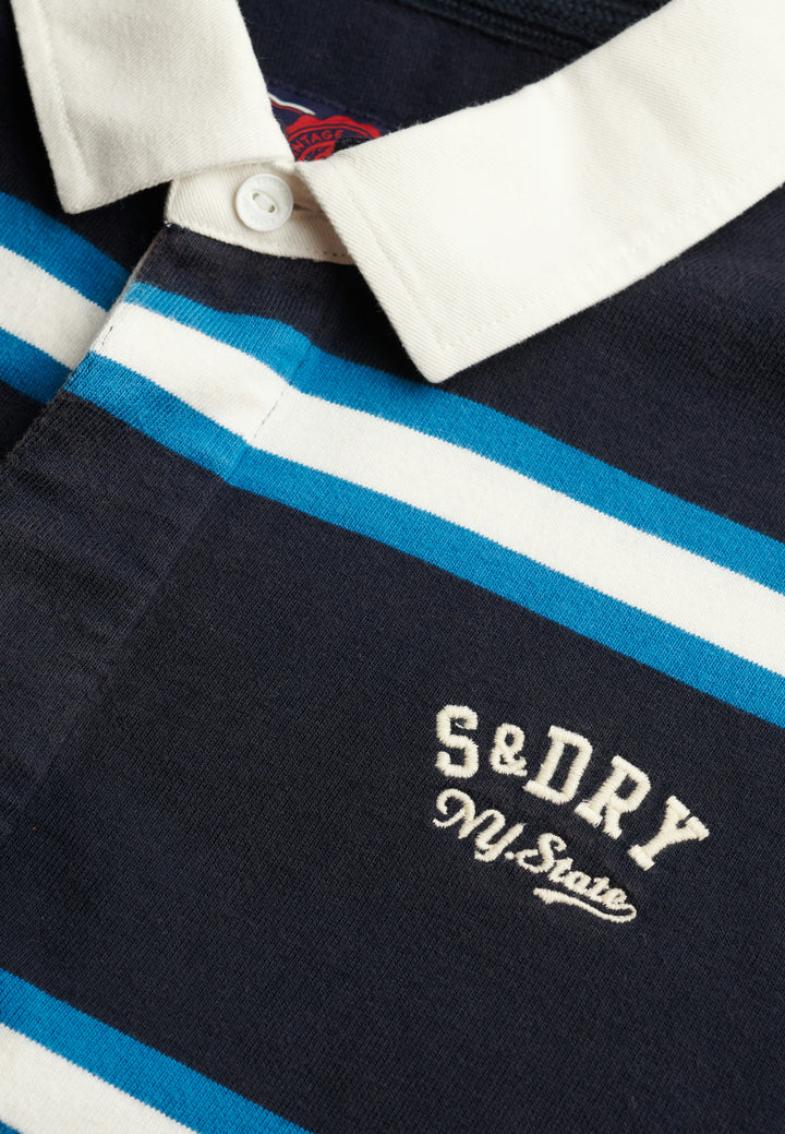 Superdry Vintage Athletic Stripe Rugby Top Navy Stripe