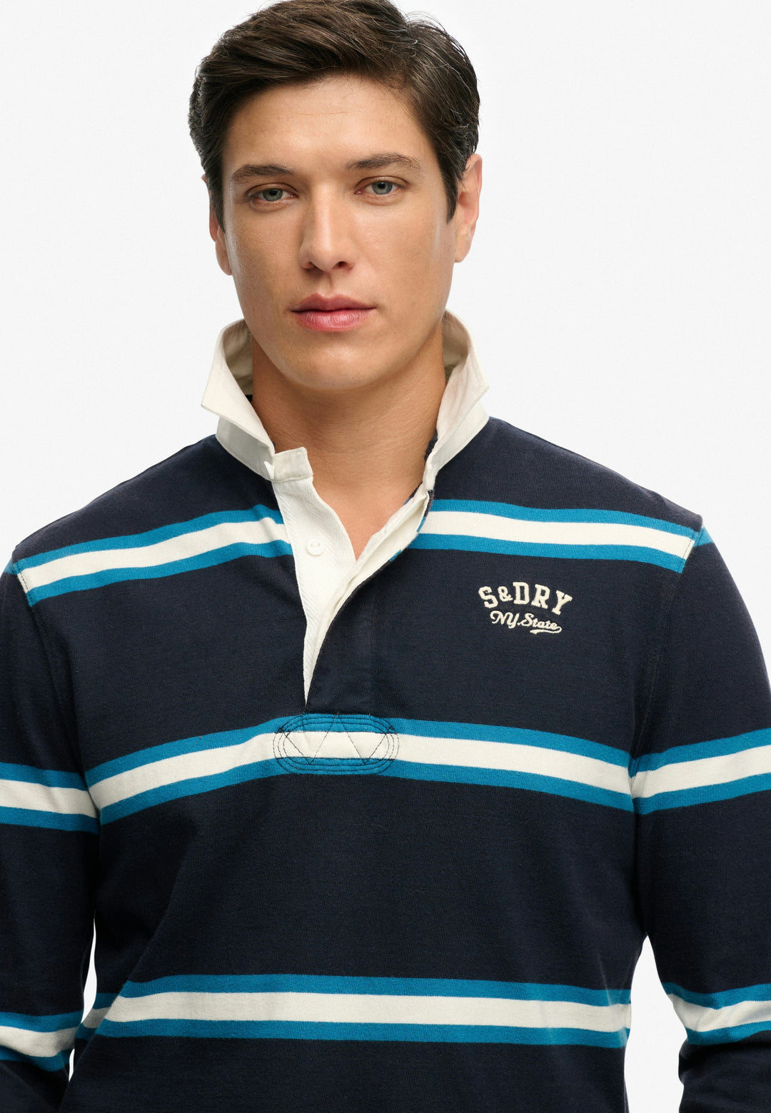 Superdry Vintage Athletic Stripe Rugby Top Navy Stripe