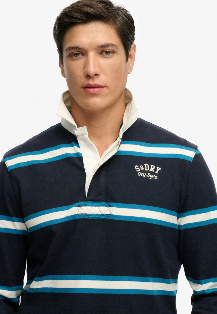 Superdry Vintage Athletic Stripe Rugby Top Navy Stripe