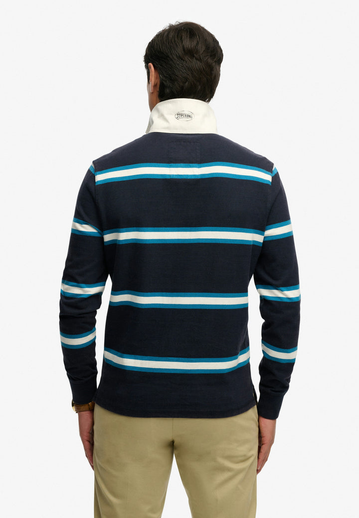 Superdry Vintage Athletic Stripe Rugby Top Navy Stripe