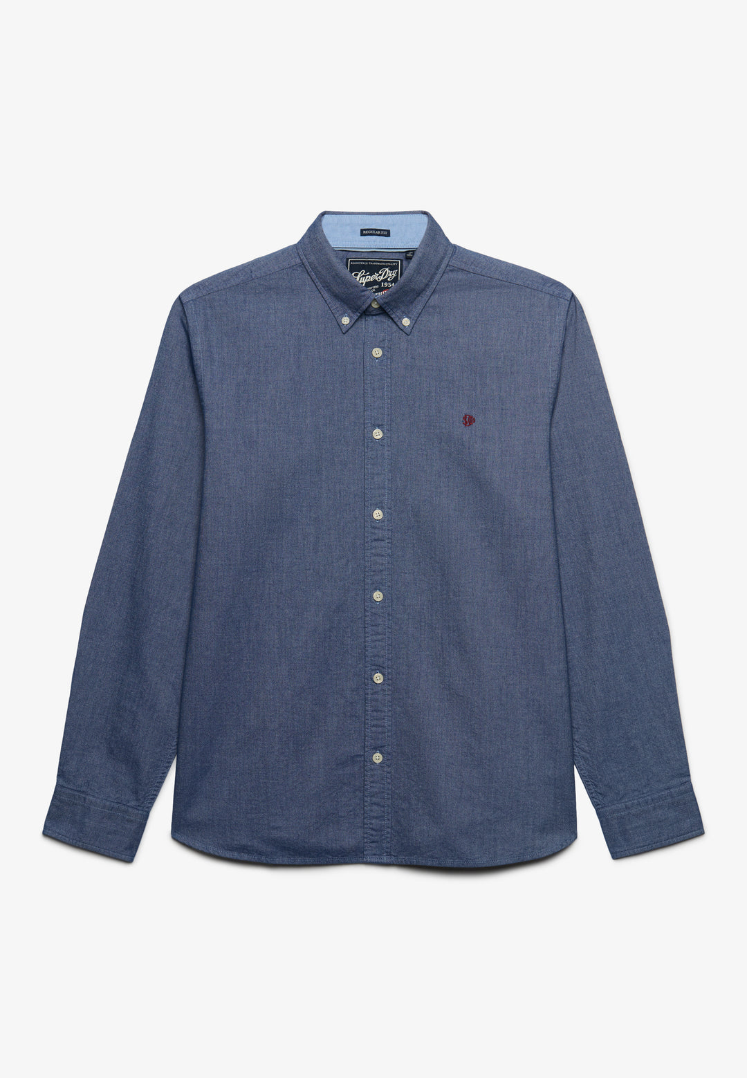 Superdry Preppy Oxford Long Sleeve Shirt Indigo Blue Chambray