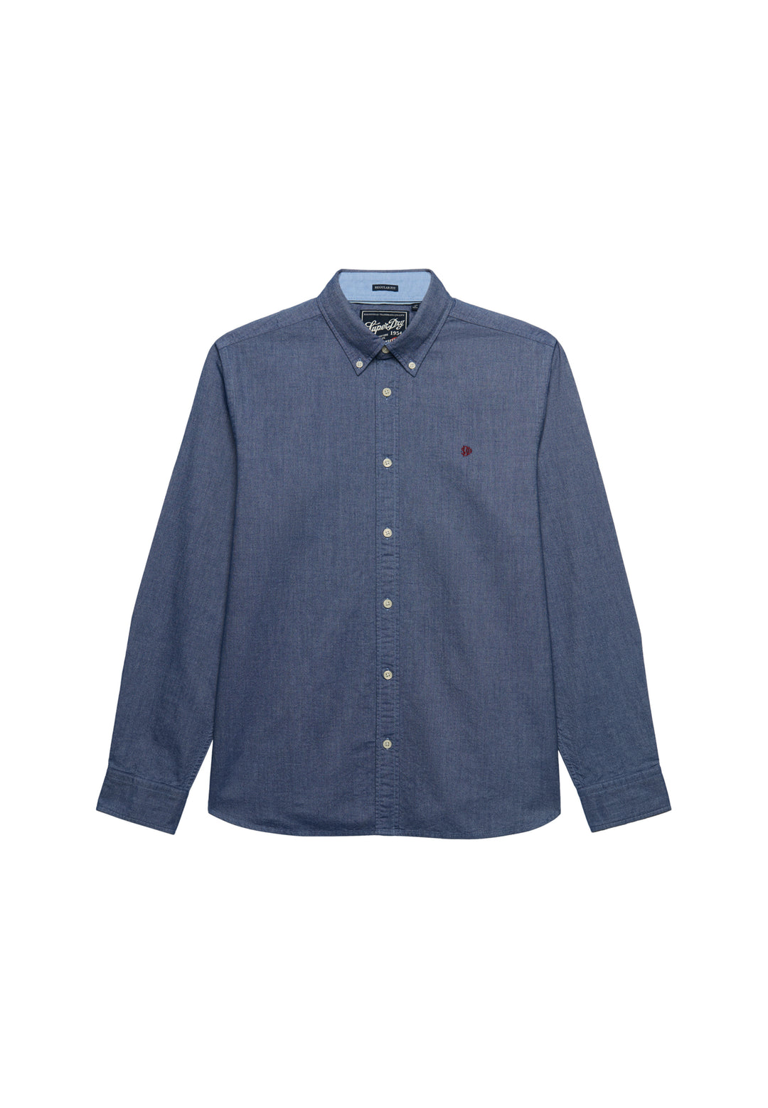 Superdry Preppy Oxford Long Sleeve Shirt Indigo Blue Chambray