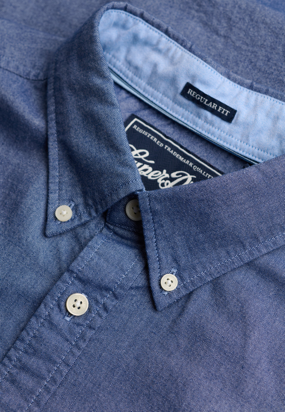 Superdry Preppy Oxford Long Sleeve Shirt Indigo Blue Chambray