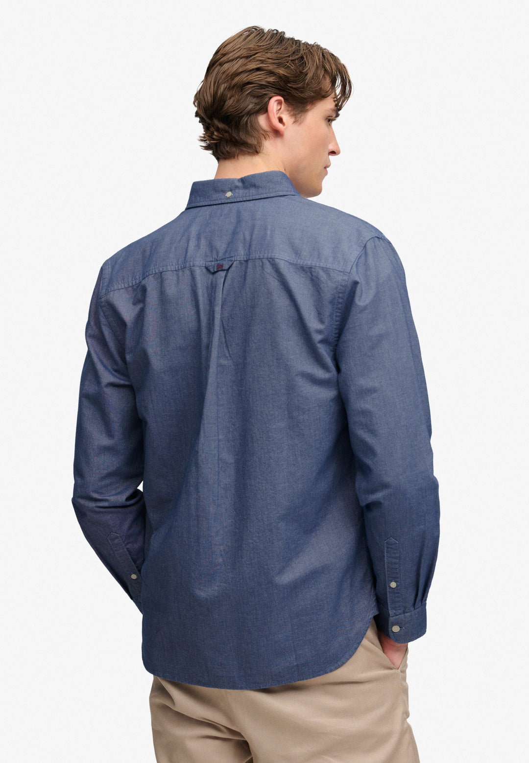 Superdry Preppy Oxford Long Sleeve Shirt Indigo Blue Chambray