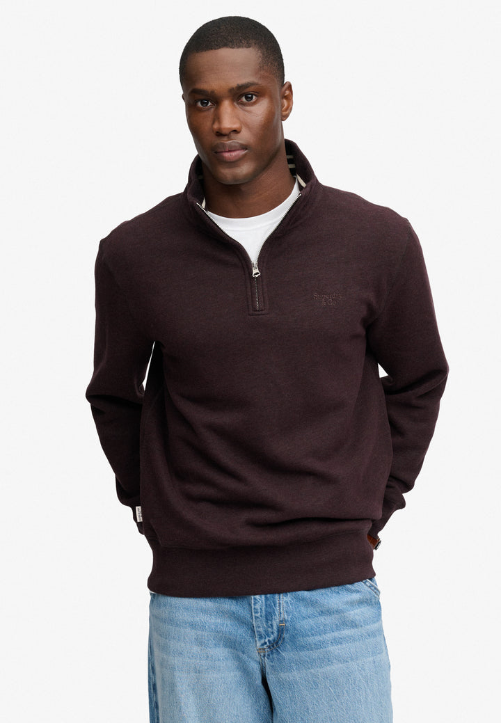 Superdry Essential Serif Logo Half Zip Sweatshirt Heritage Port Marl