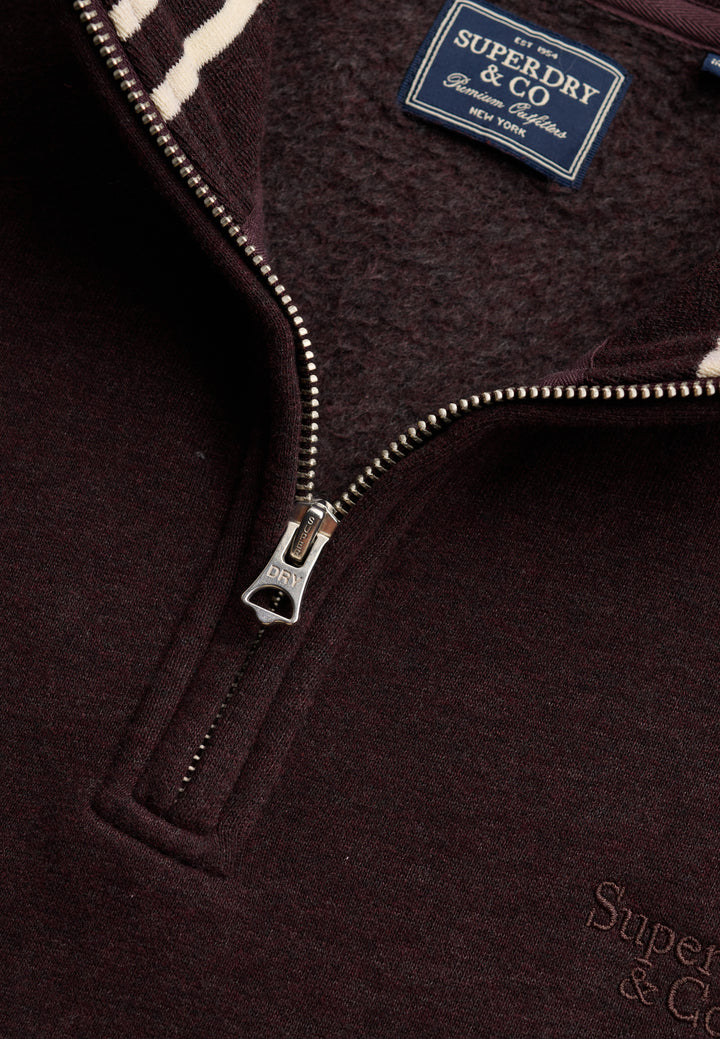 Superdry Essential Serif Logo Half Zip Sweatshirt Heritage Port Marl