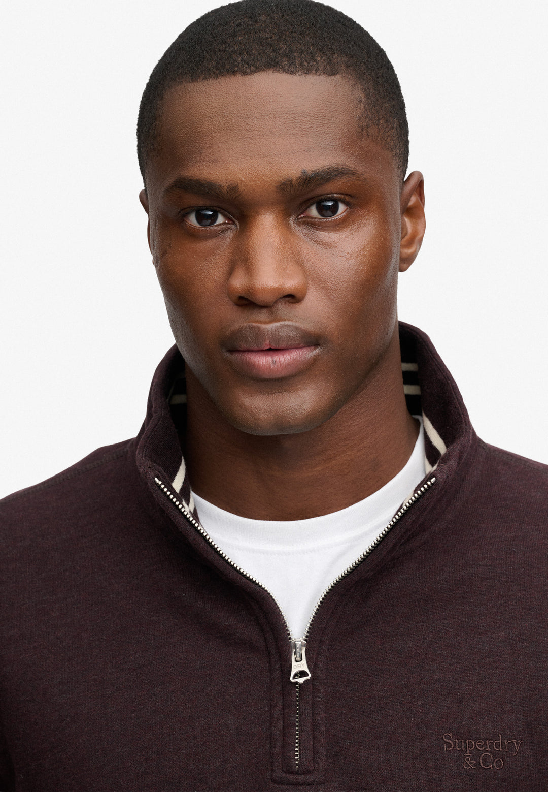 Superdry Essential Serif Logo Half Zip Sweatshirt Heritage Port Marl