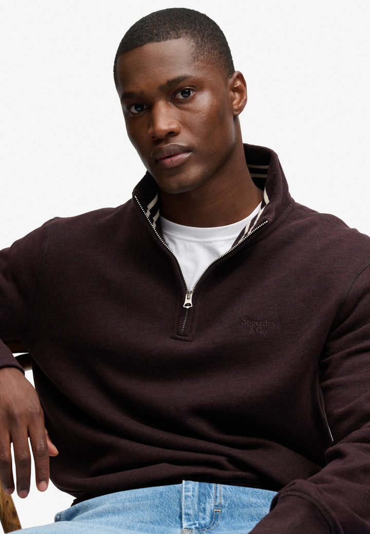 Superdry Essential Serif Logo Half Zip Sweatshirt Heritage Port Marl