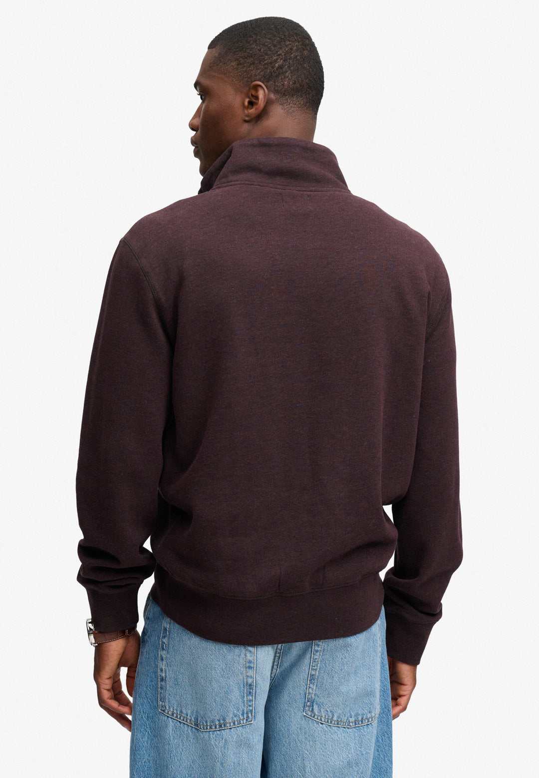 Superdry Essential Serif Logo Half Zip Sweatshirt Heritage Port Marl