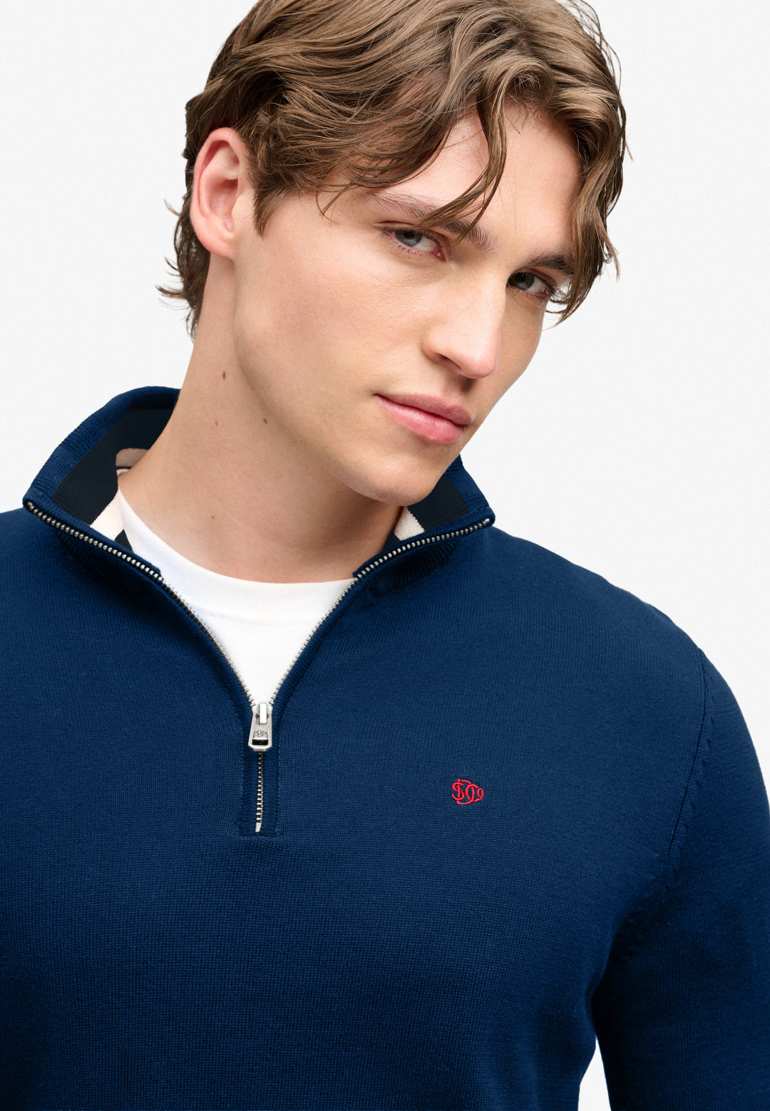 Superdry Preppy Essential Cotton Half Zip Jumper Pilot Blue Marl