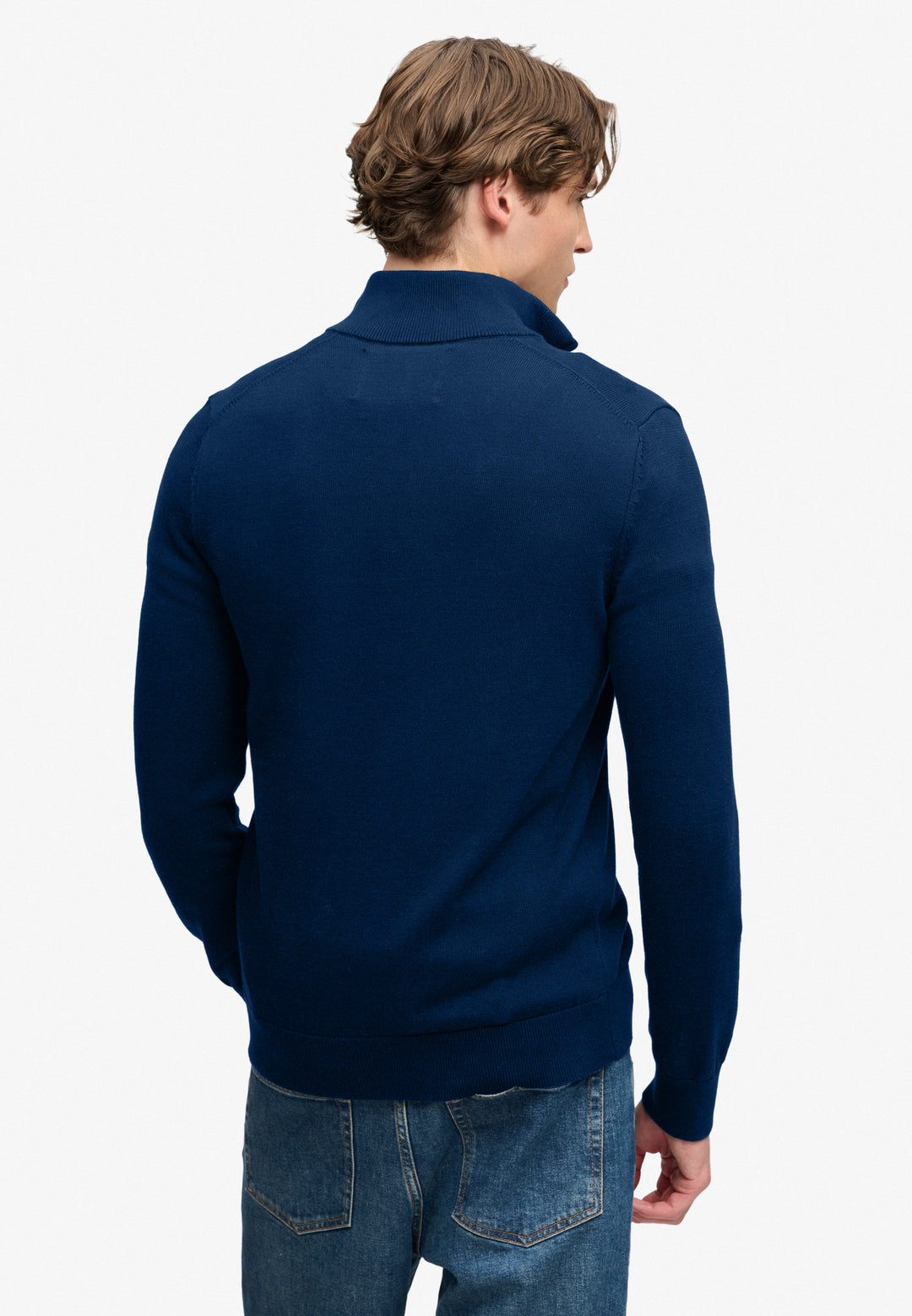 Superdry Preppy Essential Cotton Half Zip Jumper Pilot Blue Marl