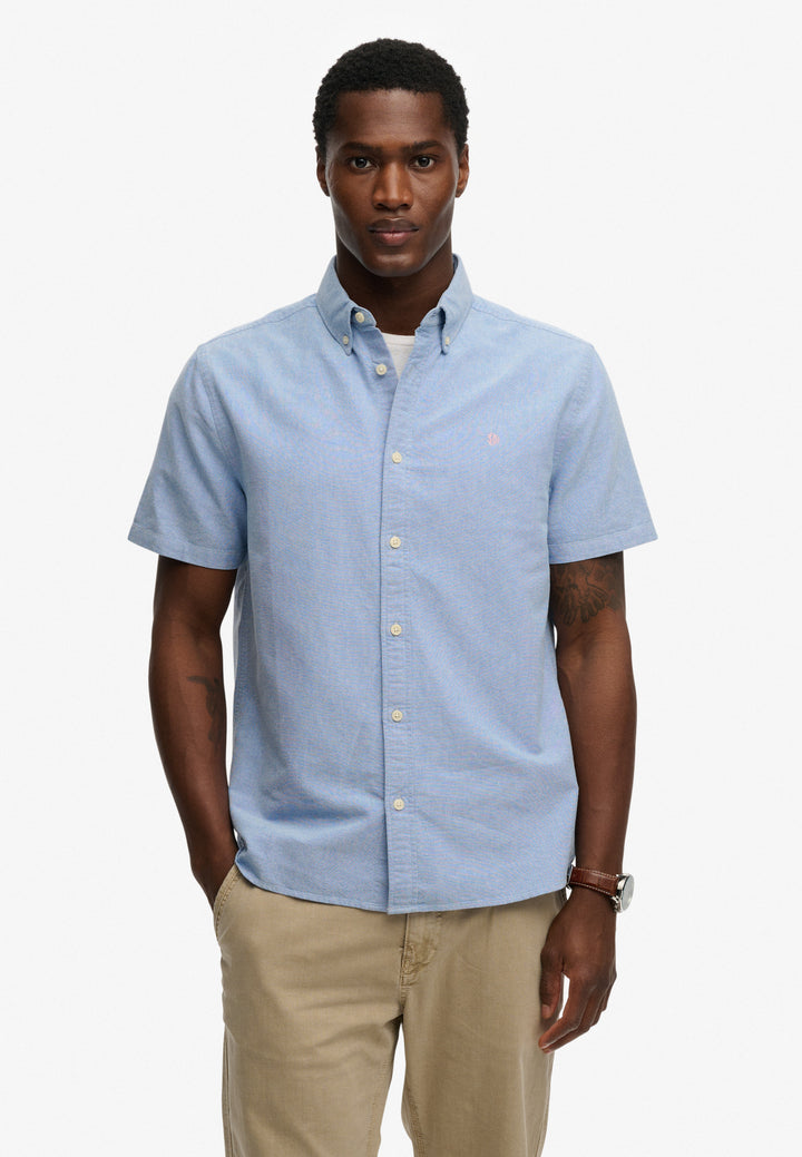 Superdry  Preppy Oxford Short Sleeve Shirt  Sky Blue Chambray