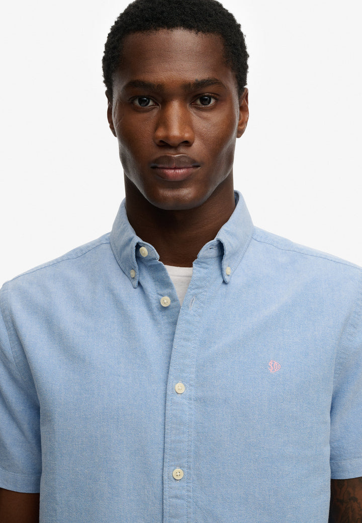 Superdry  Preppy Oxford Short Sleeve Shirt  Sky Blue Chambray