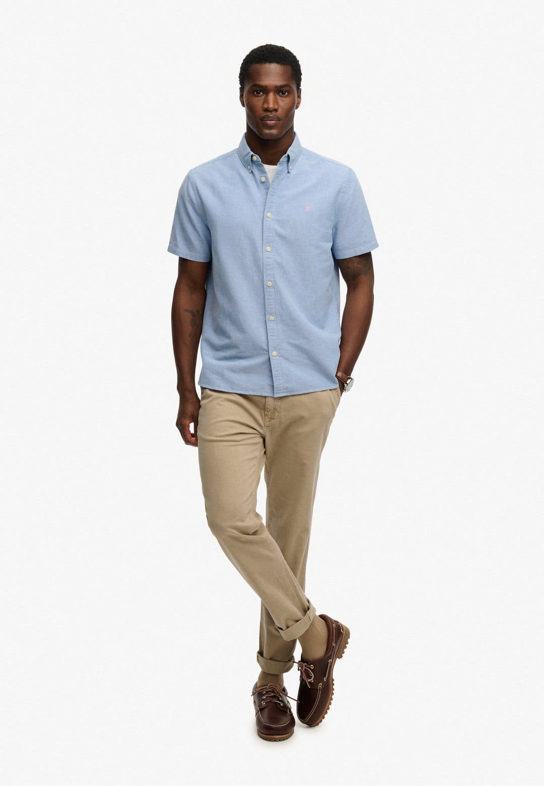 Superdry  Preppy Oxford Short Sleeve Shirt  Sky Blue Chambray