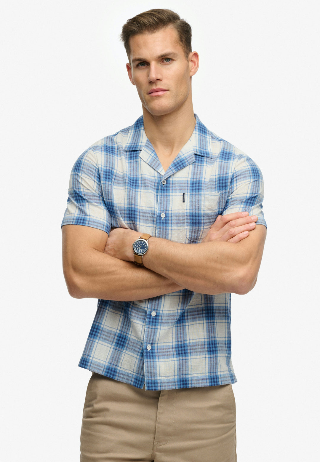 Superdry  Cabana Check Short Sleeve Shirt Harbour Check White