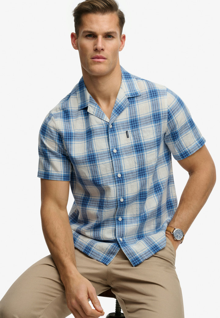 Superdry  Cabana Check Short Sleeve Shirt Harbour Check White