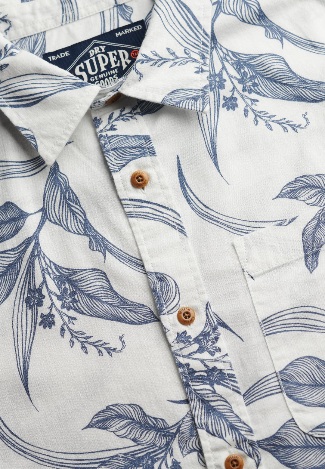 Superdry Vintage Loom Short Sleeve Shirt Canna Leaves China Blue
