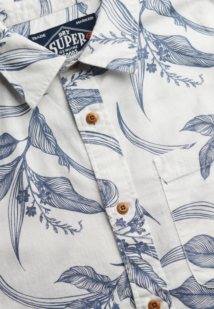 Superdry Vintage Loom Short Sleeve Shirt Canna Leaves China Blue