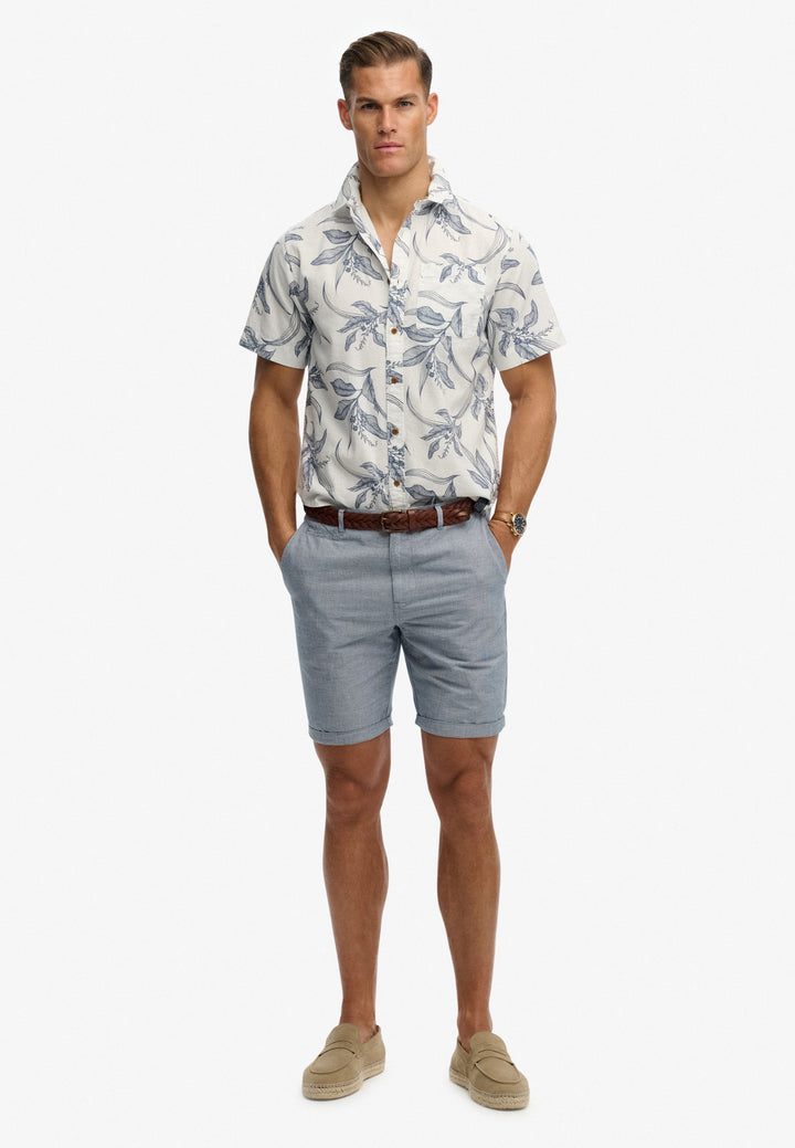 Superdry Vintage Loom Short Sleeve Shirt Canna Leaves China Blue