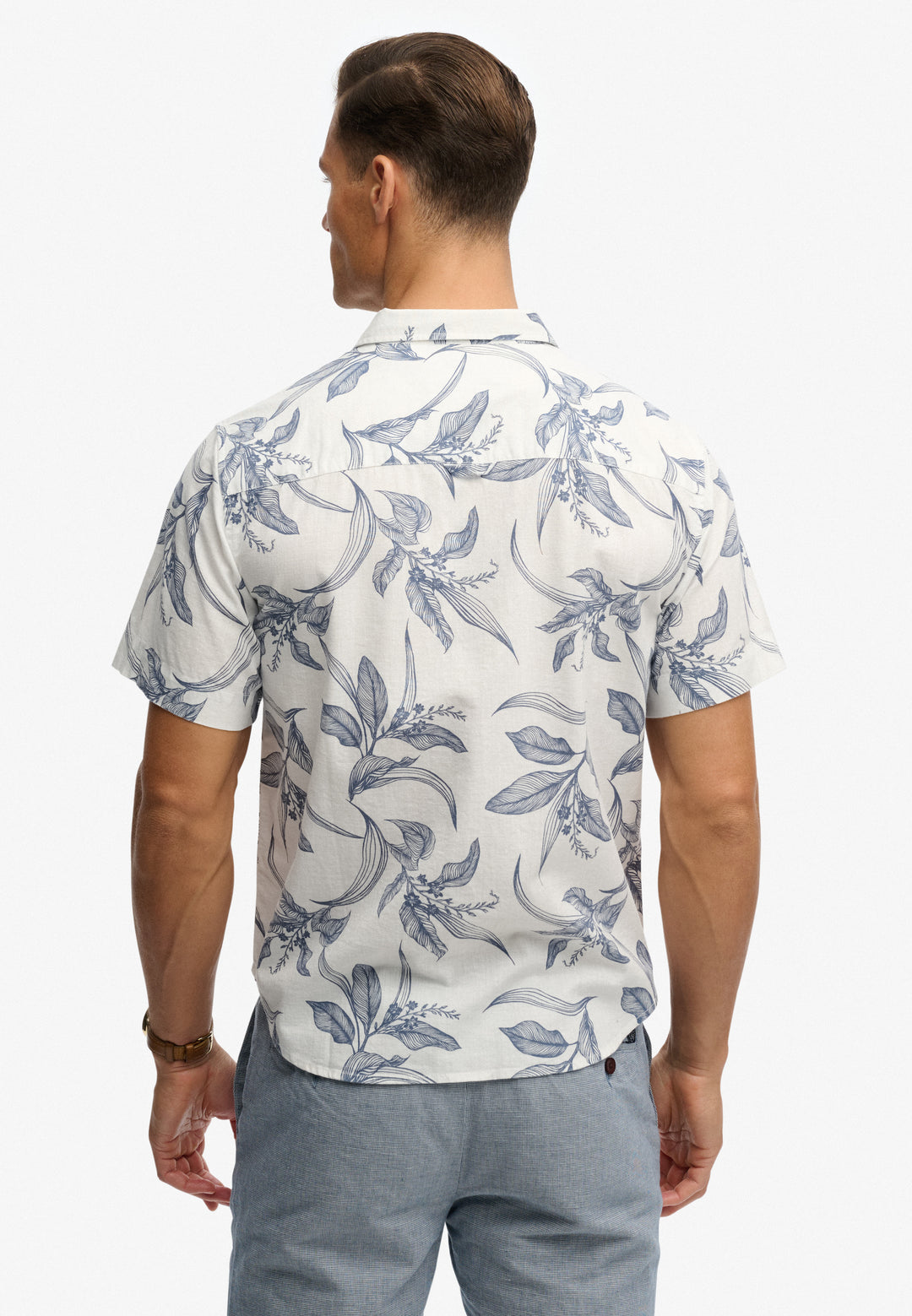 Superdry Vintage Loom Short Sleeve Shirt Canna Leaves China Blue