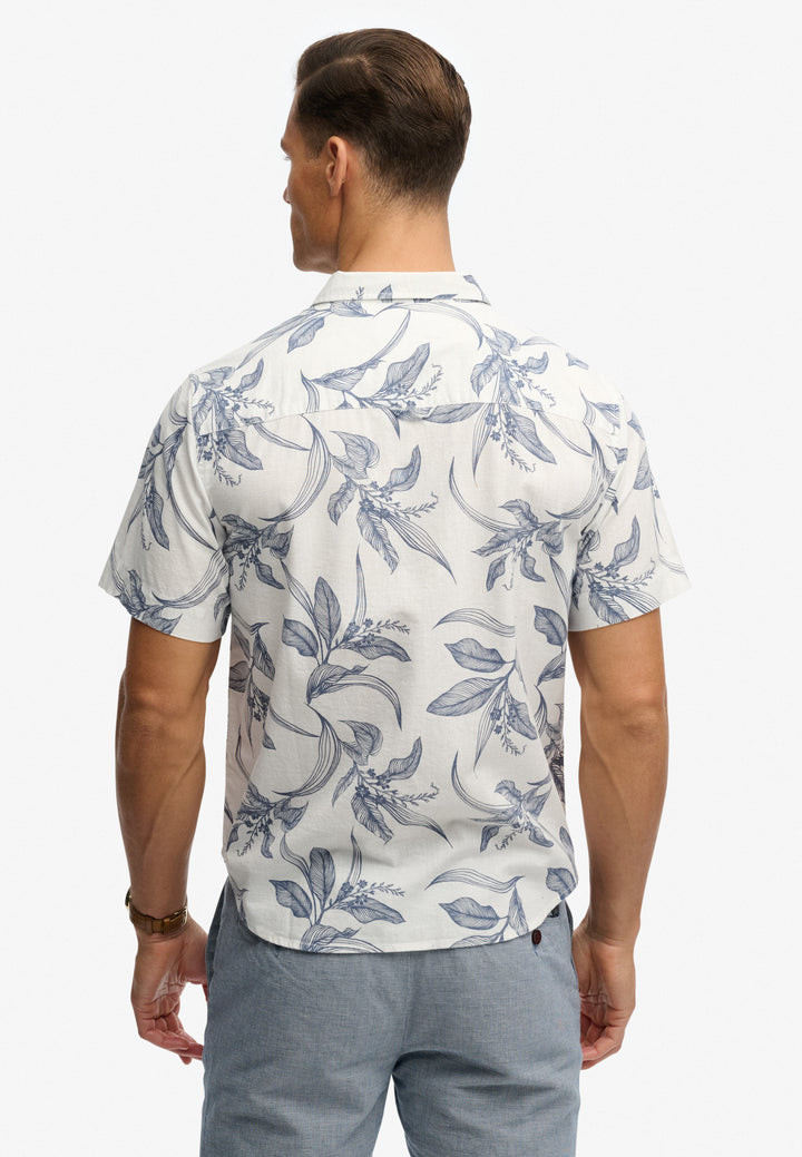 Superdry Vintage Loom Short Sleeve Shirt Canna Leaves China Blue