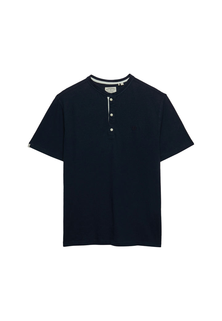 Superdry  Classic Cotton Linen Short Sleeve Grandad T-shirt Navy