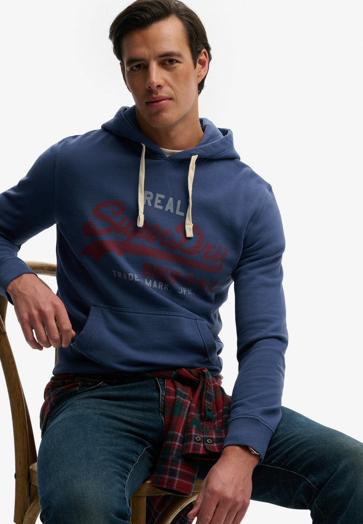 Superdry Vintage Logo Classic Hoodie Hampton Blue