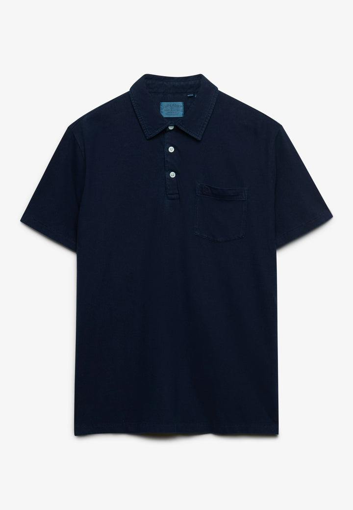 Superdry  Classic Cotton Linen Polo Shirt Hampton Navy