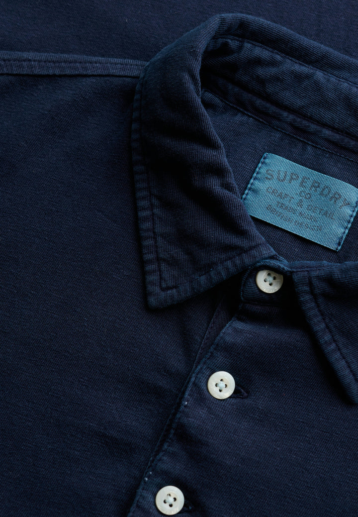 Superdry  Classic Cotton Linen Polo Shirt Hampton Navy