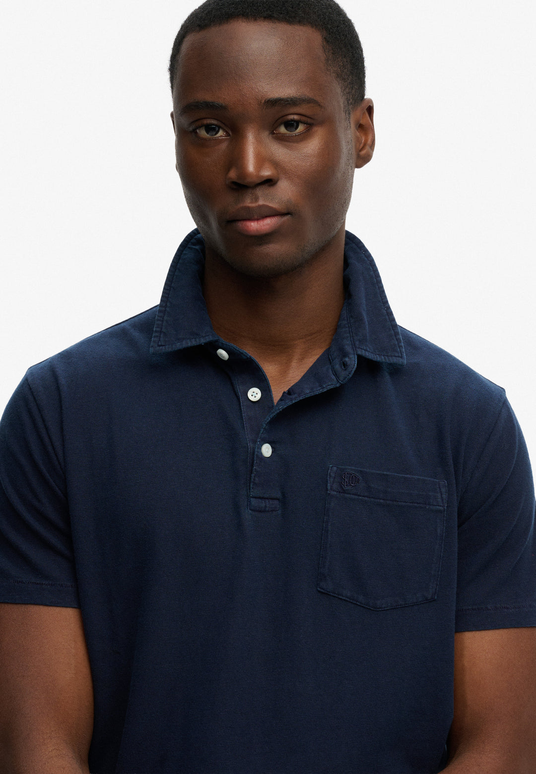 Superdry  Classic Cotton Linen Polo Shirt Hampton Navy