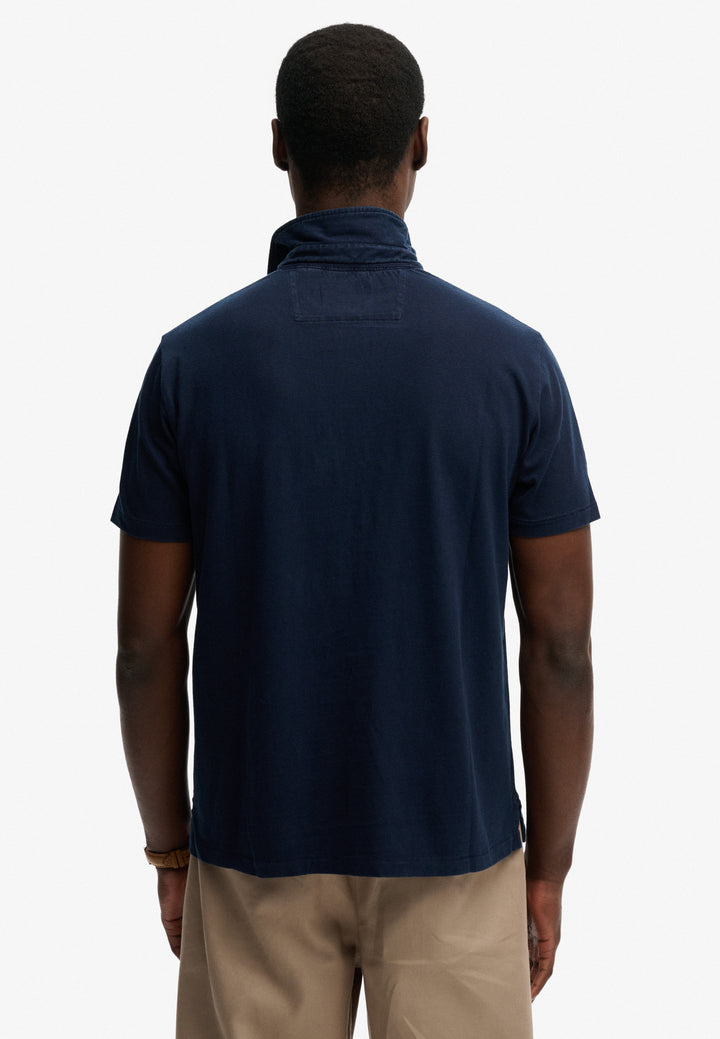 Superdry  Classic Cotton Linen Polo Shirt Hampton Navy