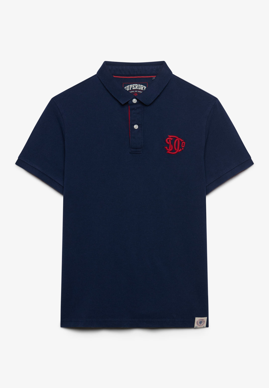 Superdry Pique Monogram Polo Shirt  Darkest Navy/Red