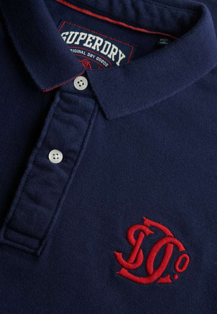 Superdry Pique Monogram Polo Shirt  Darkest Navy/Red