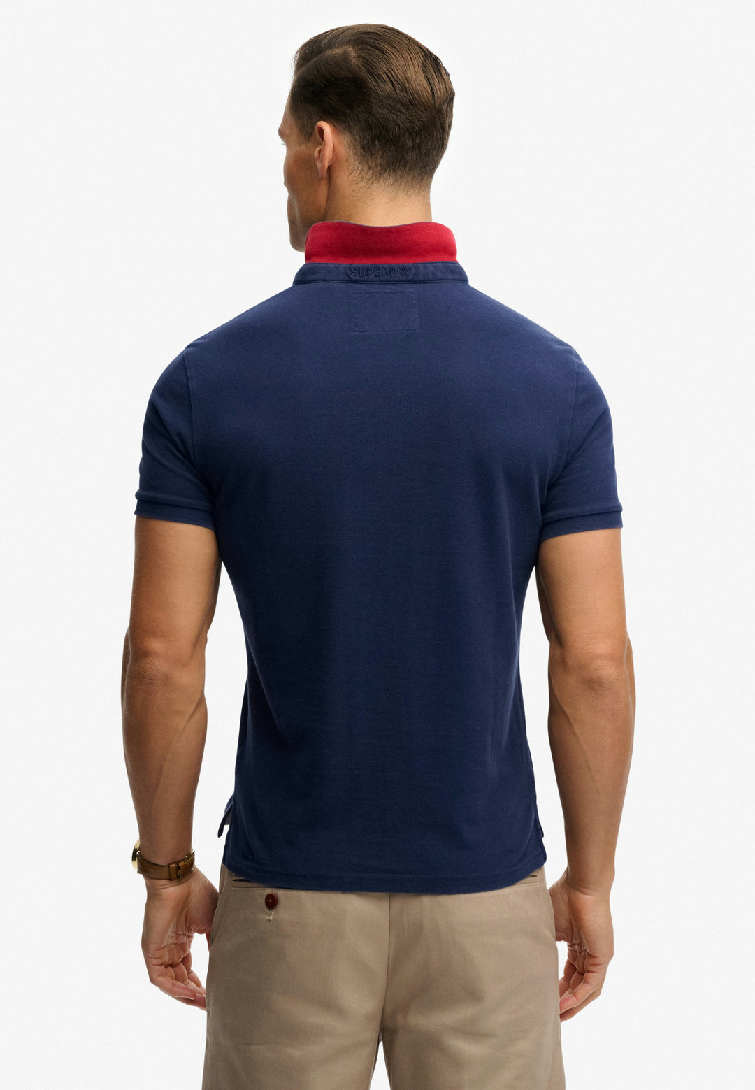 Superdry Pique Monogram Polo Shirt  Darkest Navy/Red