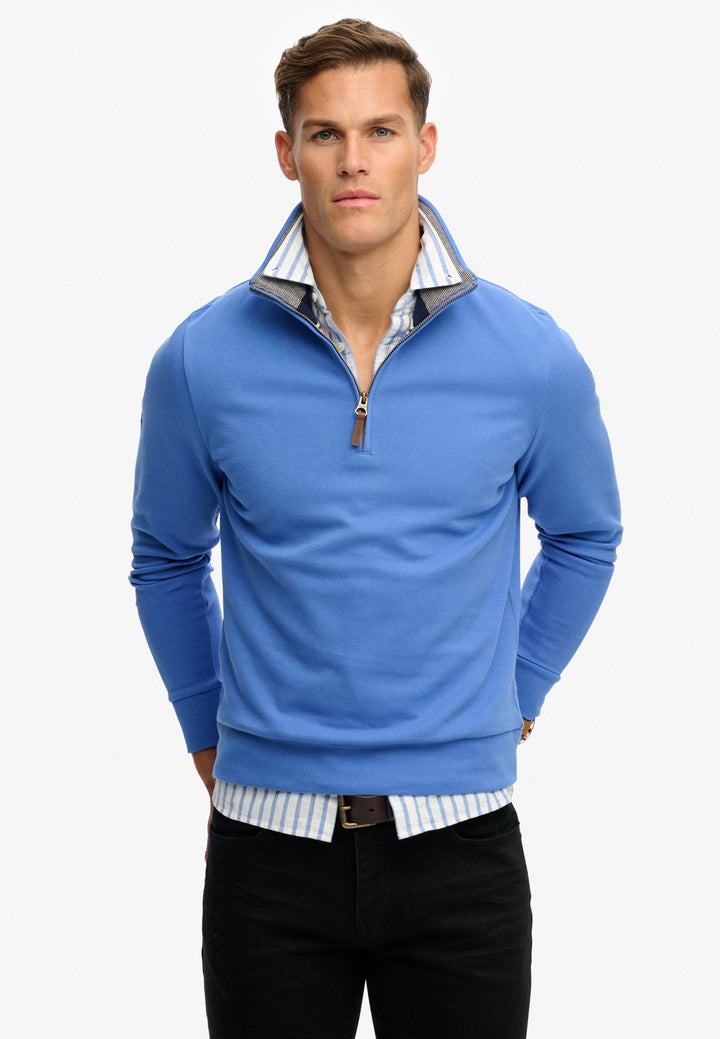 Superdry  Essentials Pique Half Zip Chambray Blue